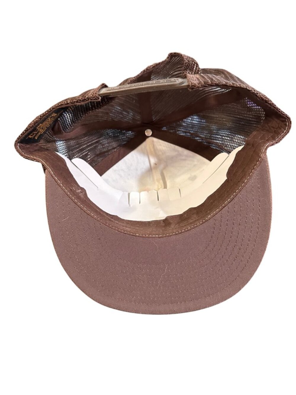Vintage Brown Trucker Hat With Artistic Mountain & Eagle Graphic Design Adjustab - Picture 5 of 6